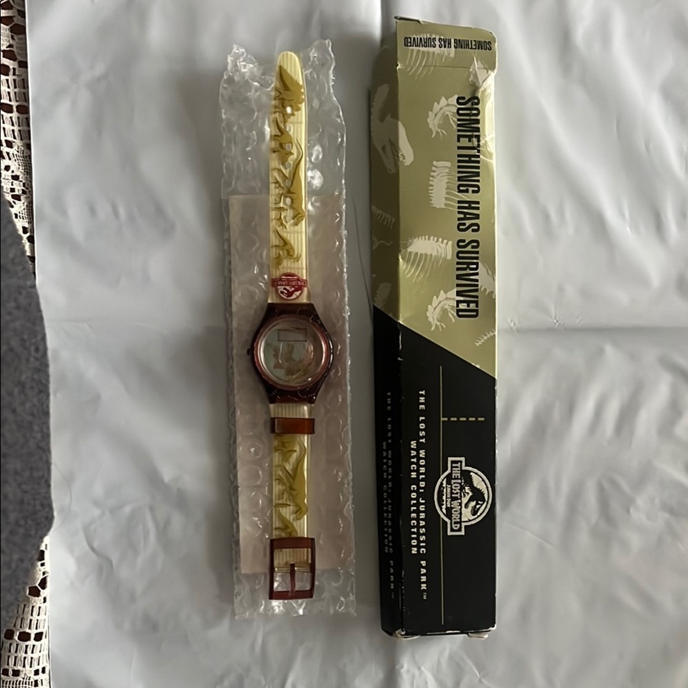 Jurassic Park Themed Watch with Yellow and Brown Strap